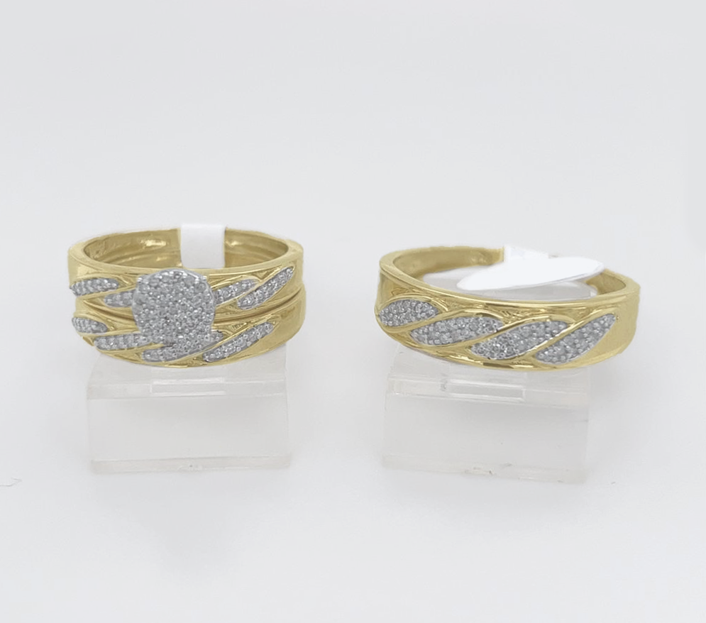 Gold His and Her Wedding Set