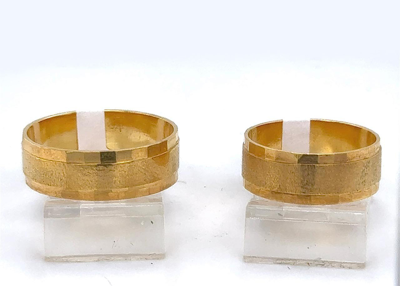 Gold His and Her Wedding Set