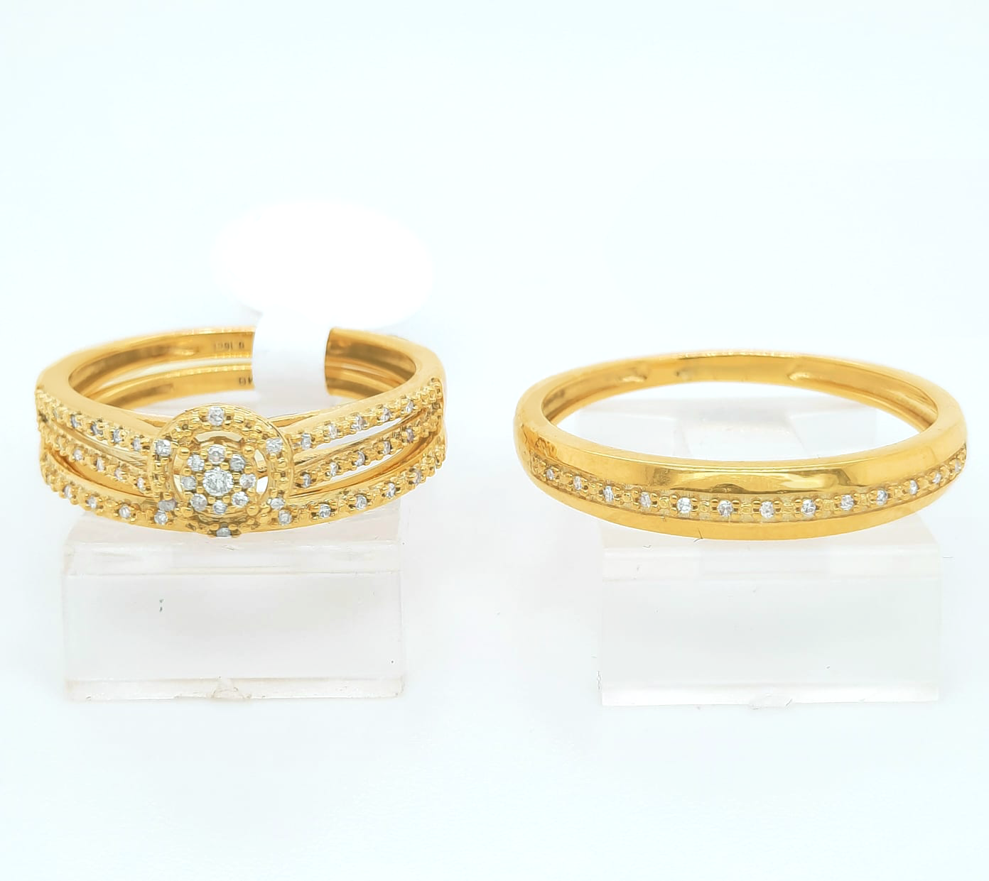 Gold His and Her Wedding Set
