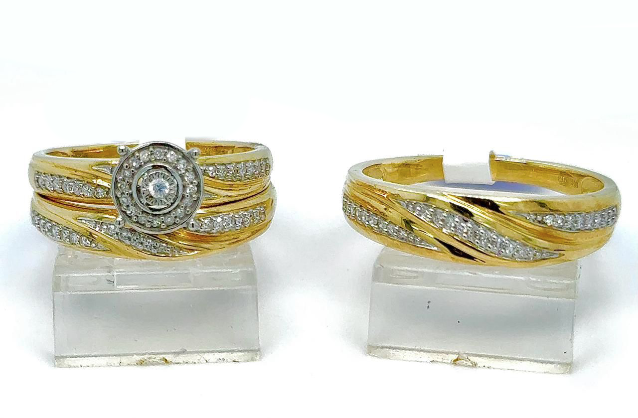 Gold His and Her Wedding Set