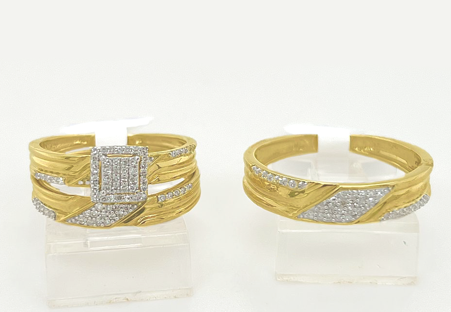 Gold His and Her Wedding Set