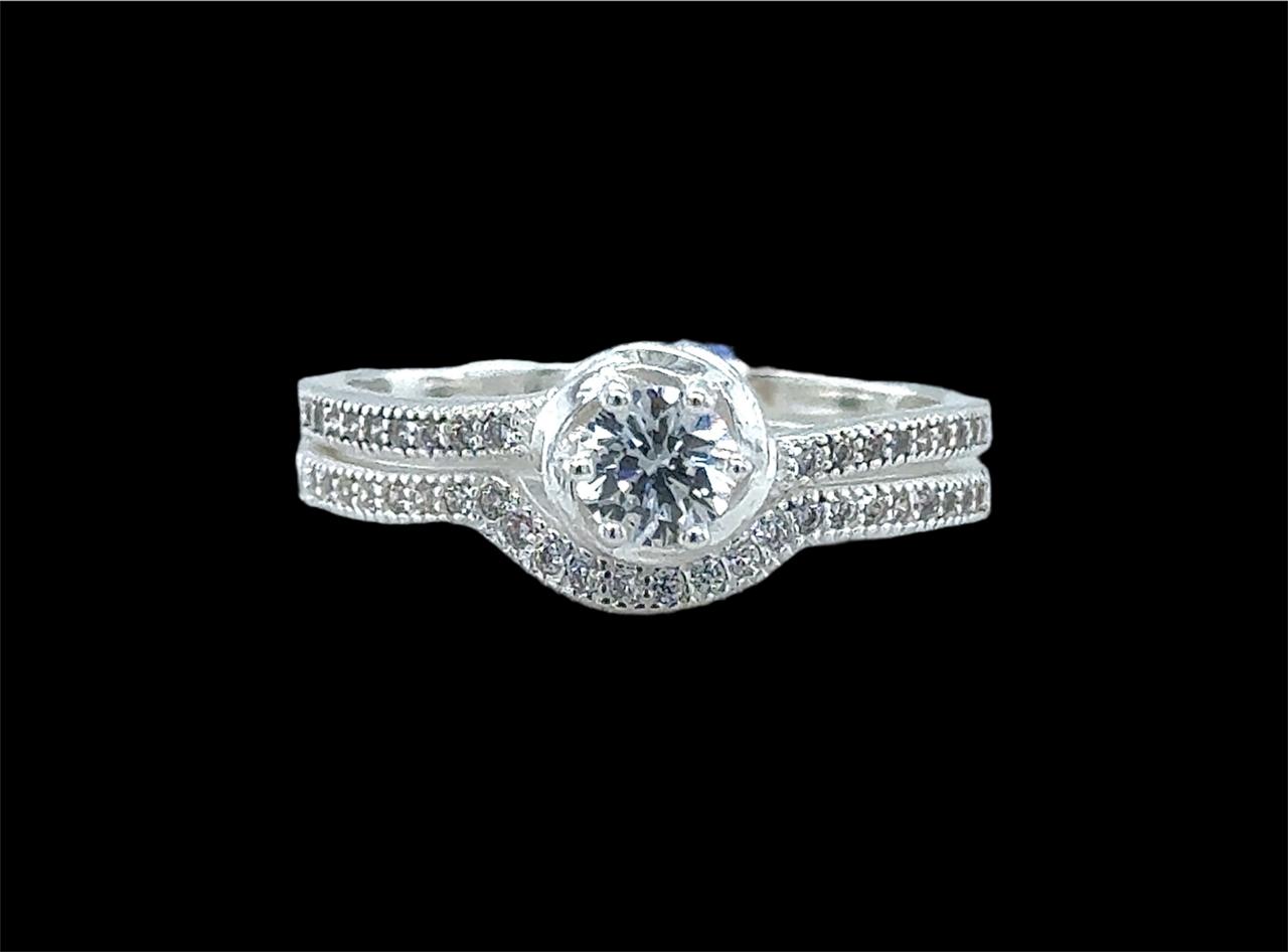2PC Silver Wedding Ring