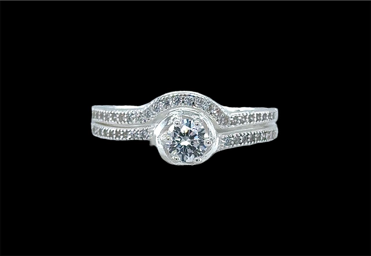 2PC Silver Wedding Ring
