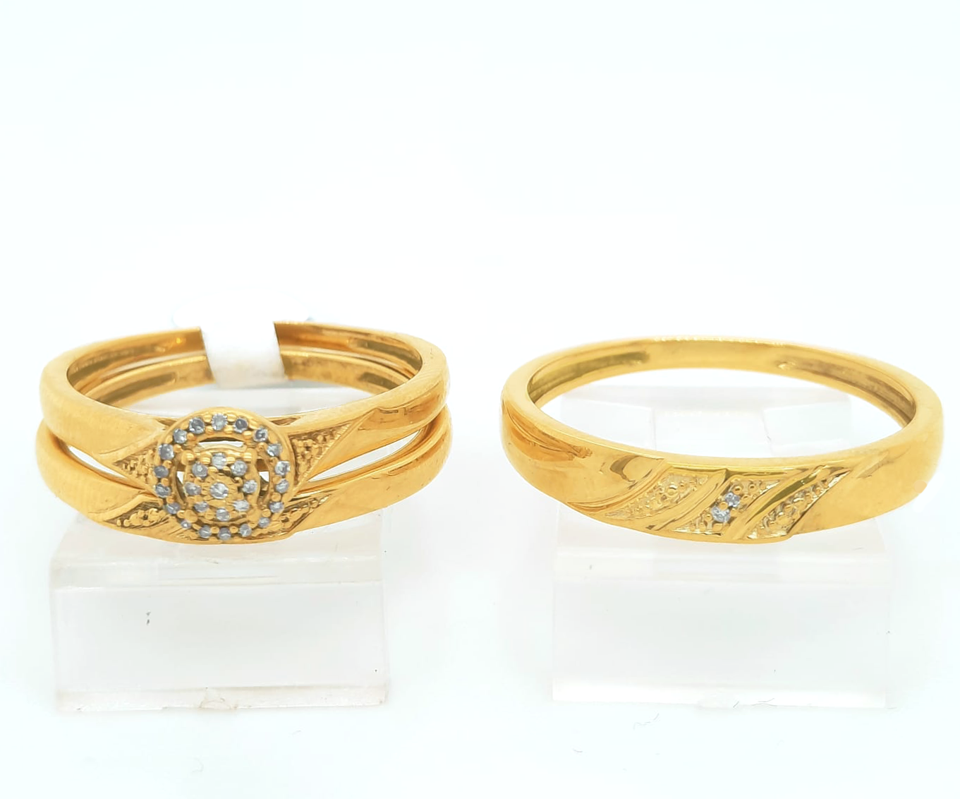 Gold His and Her Wedding Set