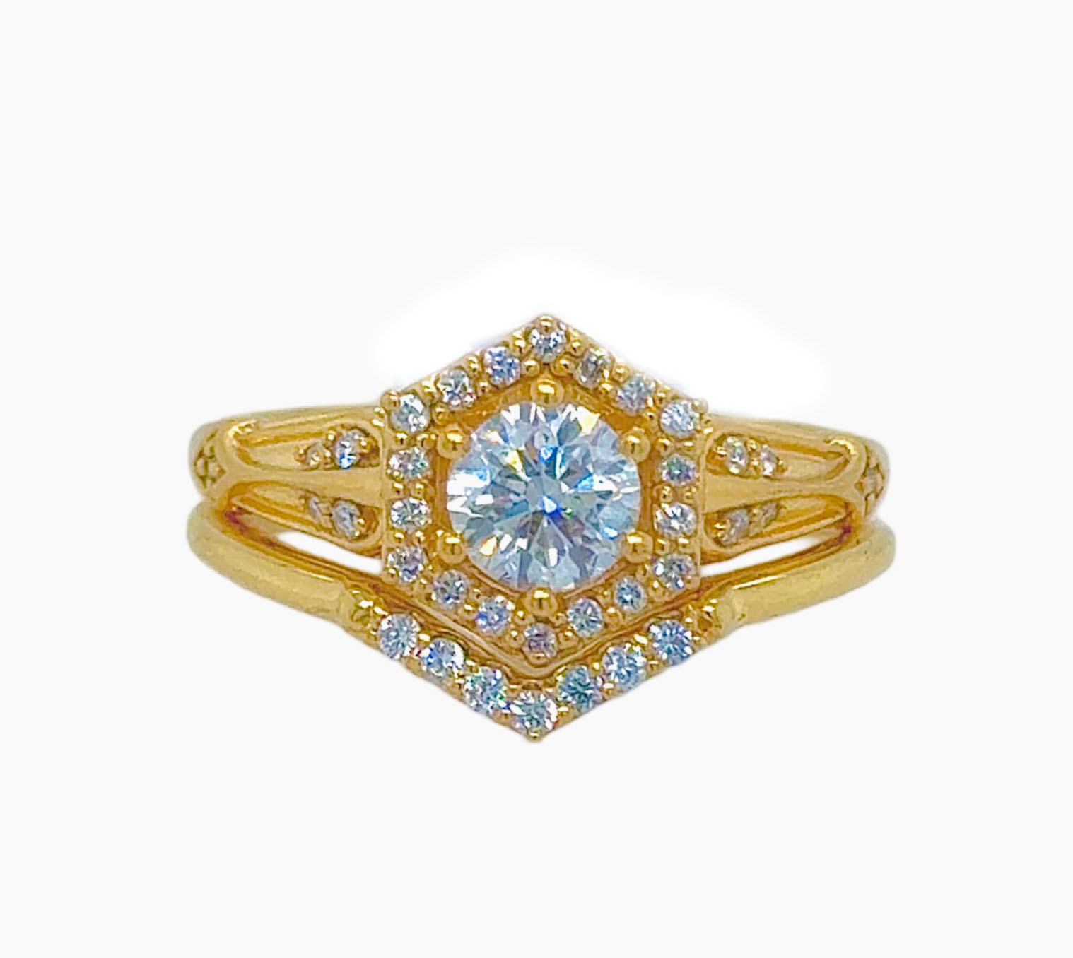 2PC Gold Wedding Ring