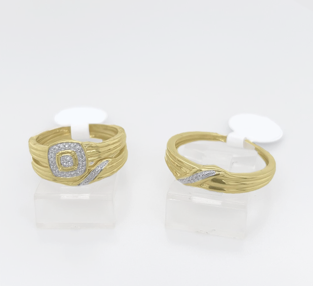 Gold His and Her Wedding Set