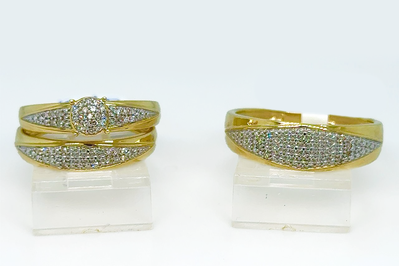 Gold His and Her Wedding Set