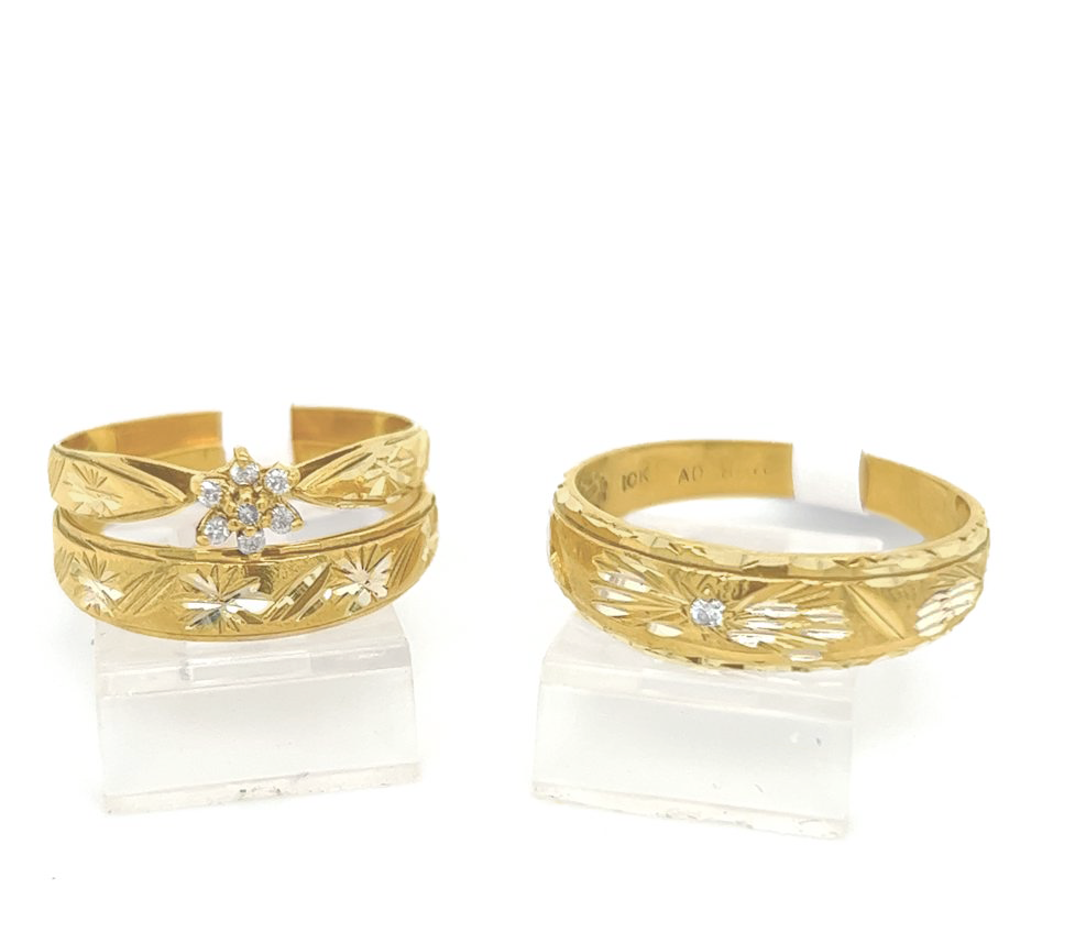 Gold His and Her Wedding Set