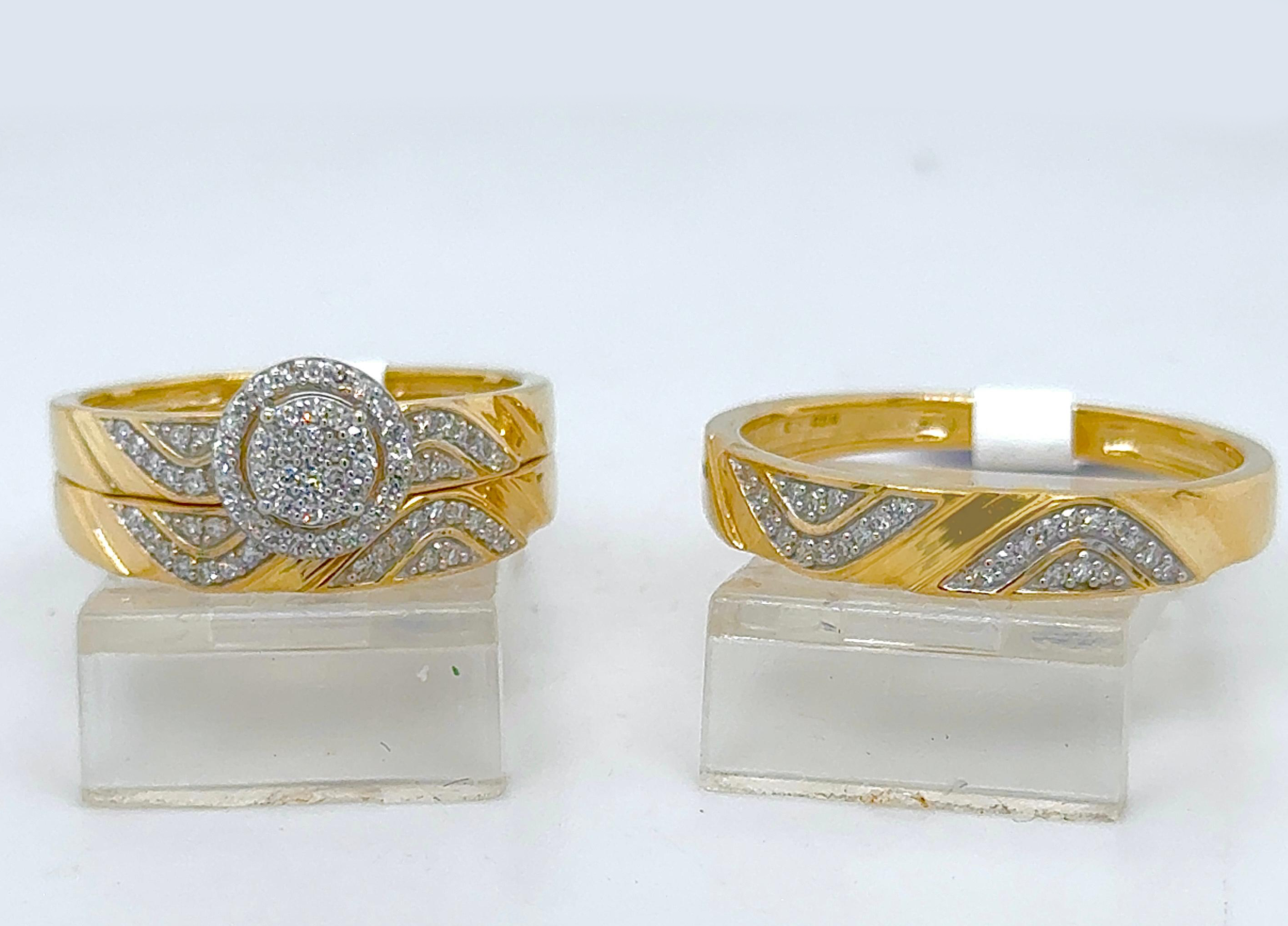Gold His and Her Wedding Set