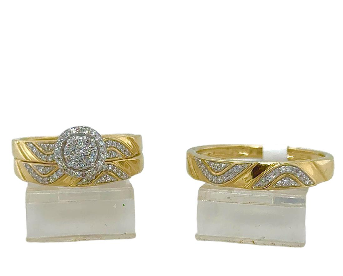 Gold His and Her Wedding Set
