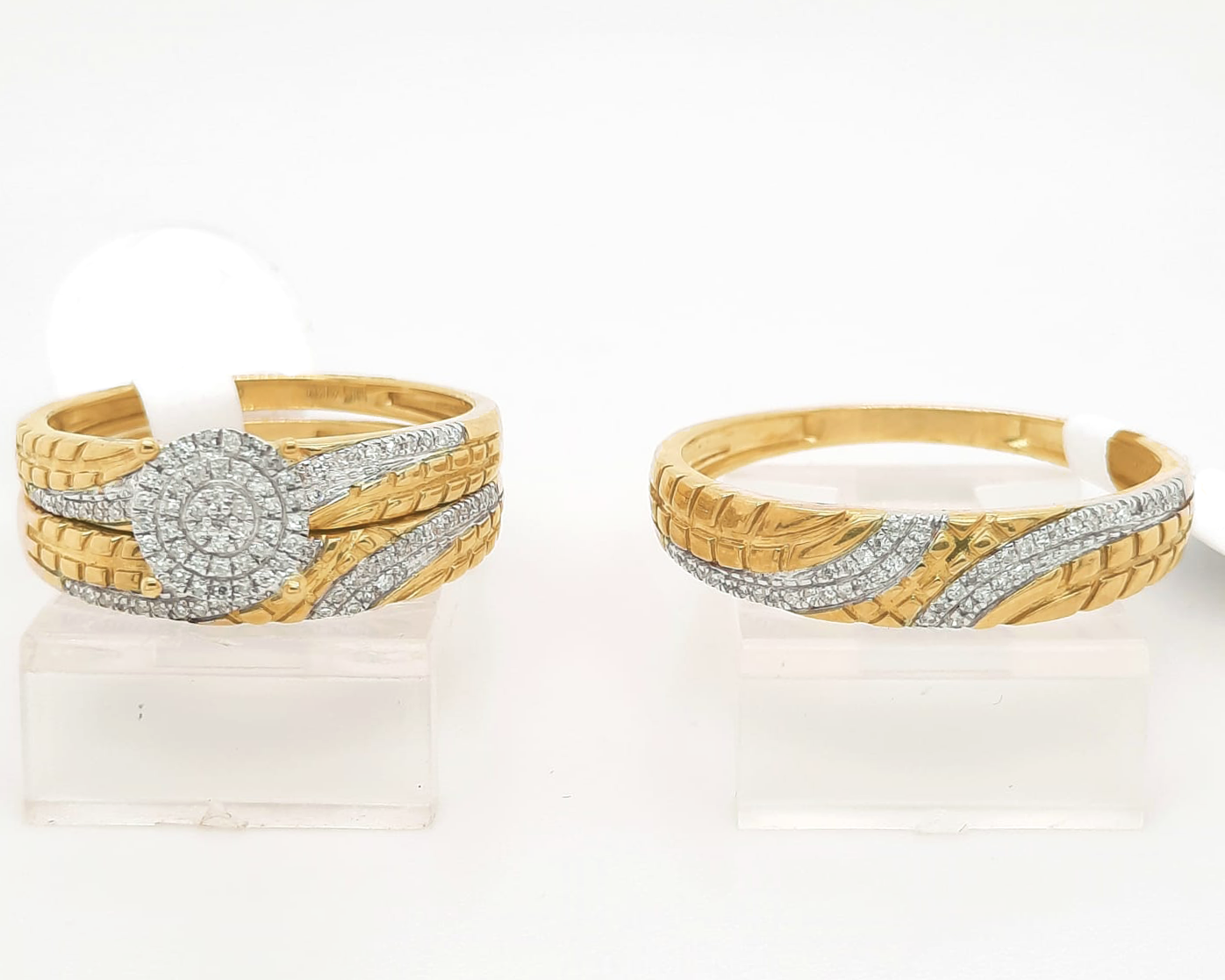 Gold His and Her Wedding Set