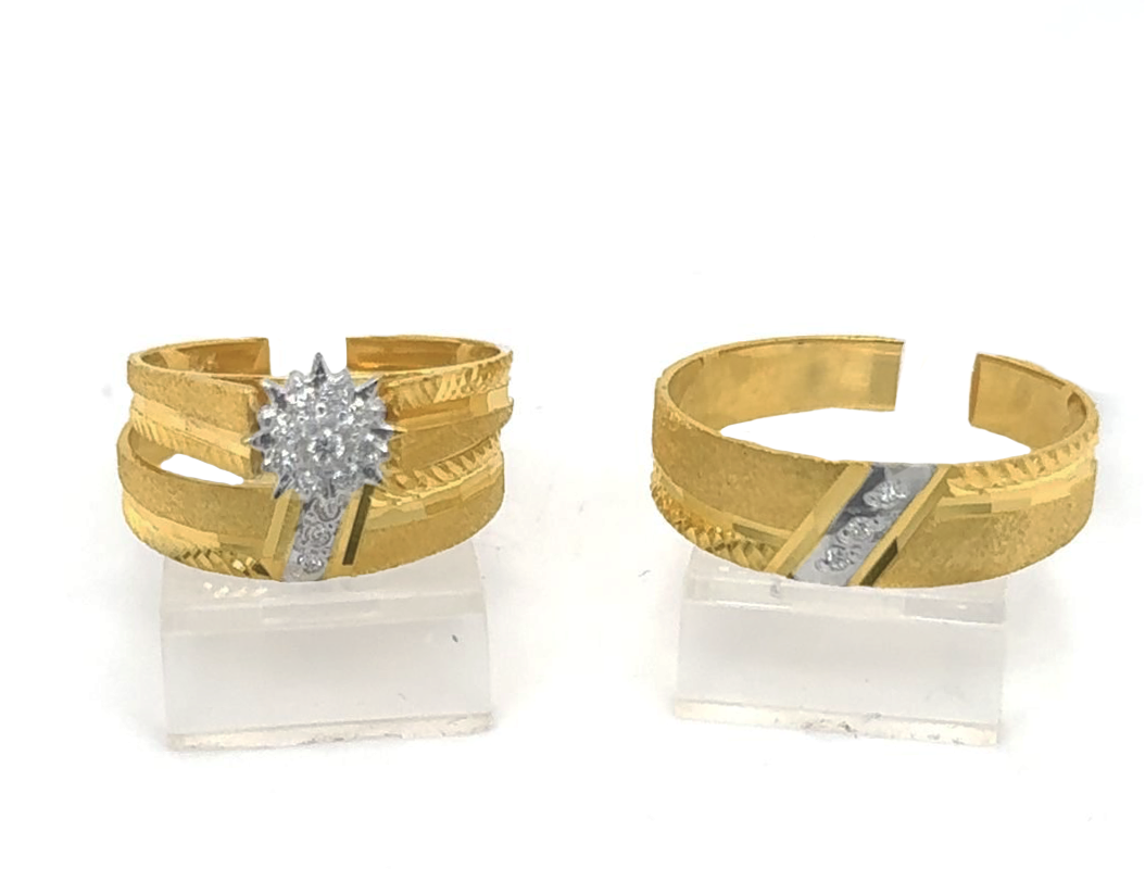 Gold His and Her Wedding Set