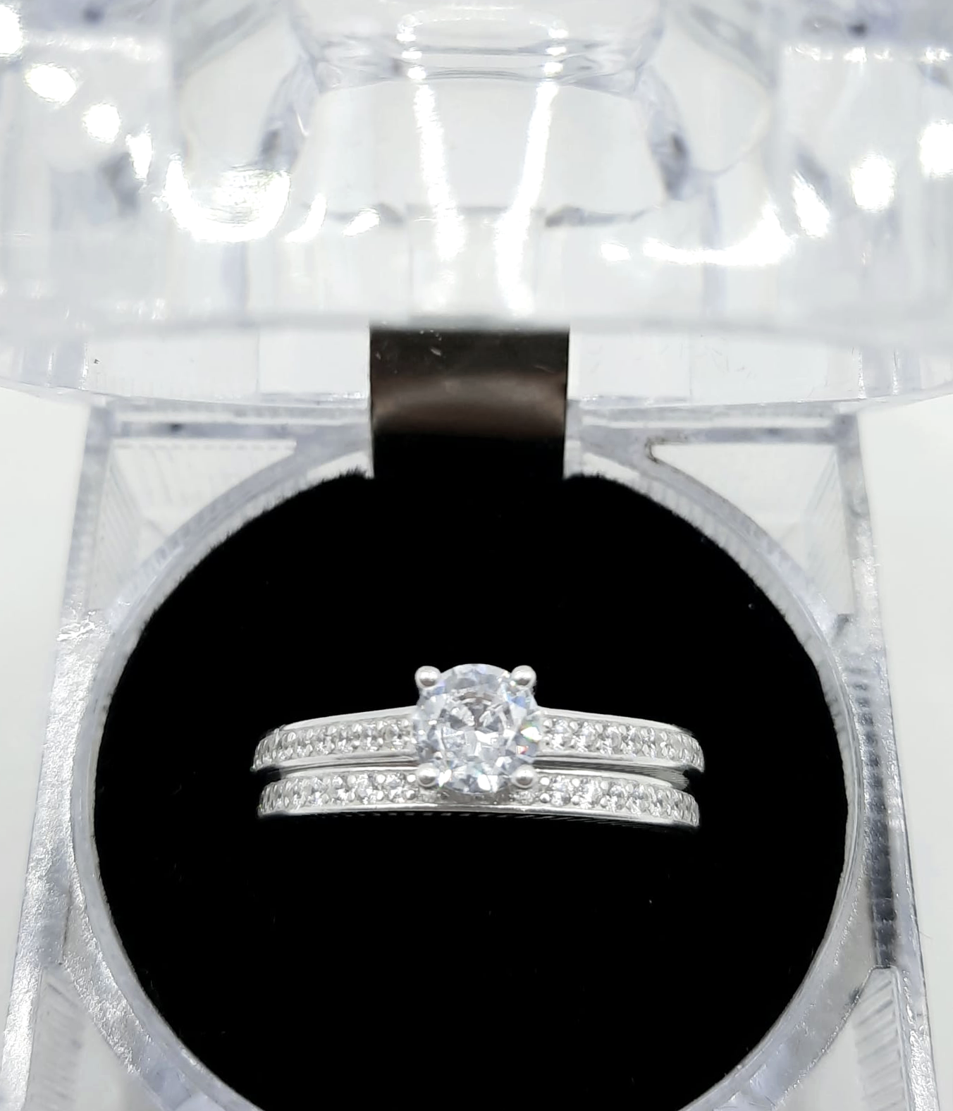 2PC Silver Ring Wedding Set