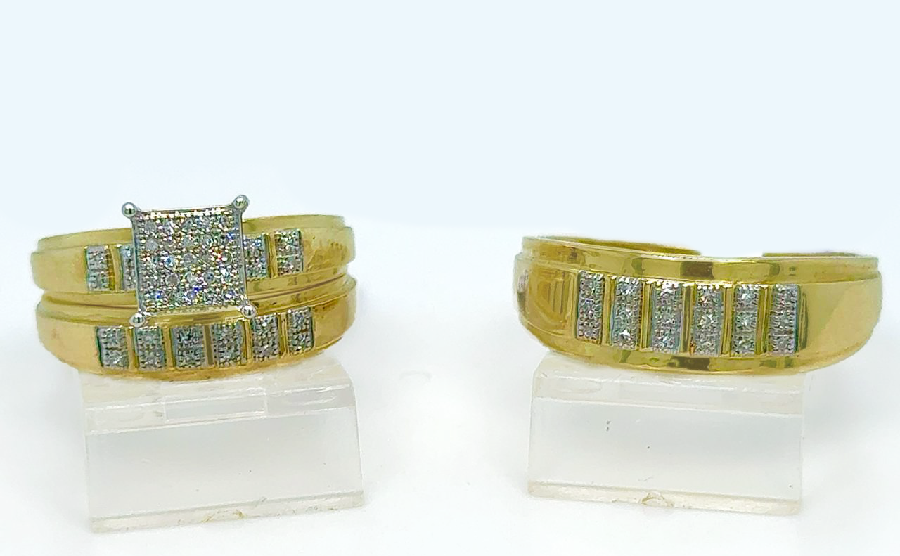 Gold His and Her Wedding Set