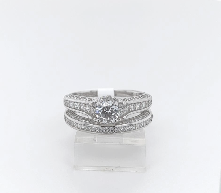 2PC Silver Wedding Ring 