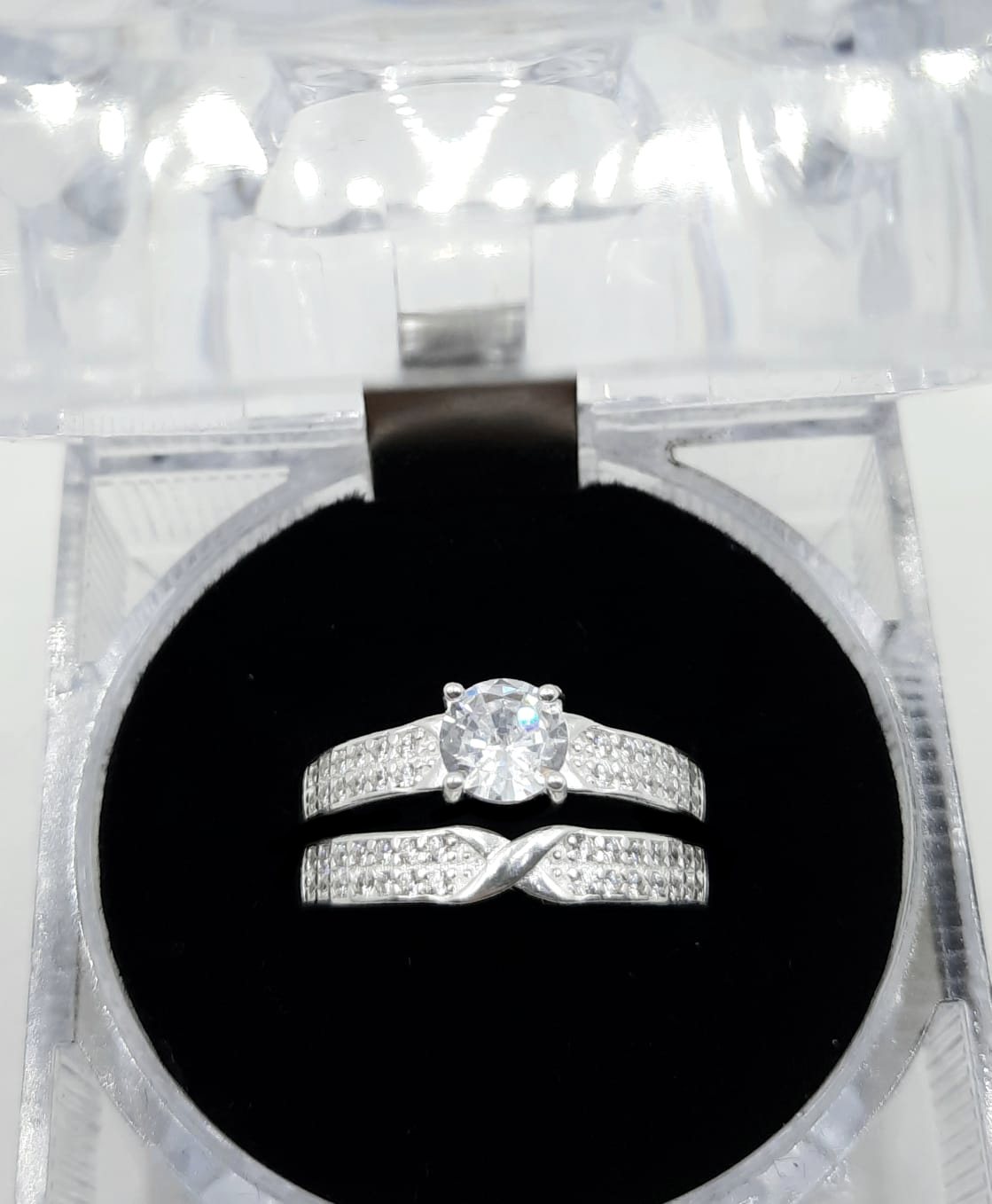 2PC Silver Ring Wedding Set