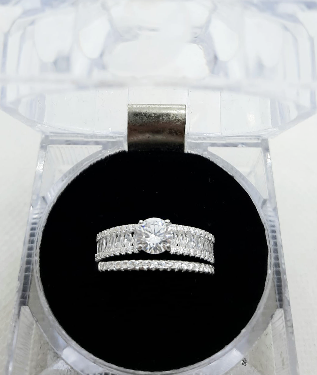 2PC Silver Wedding Ring