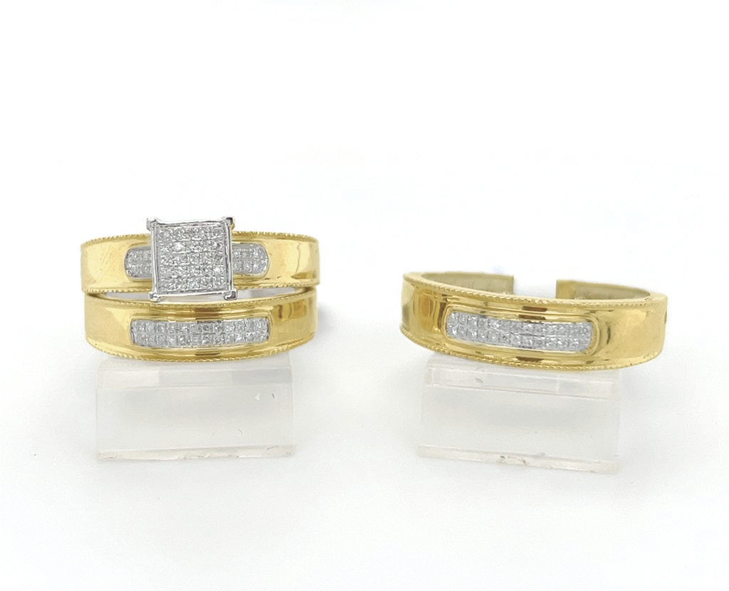 Gold His and Her Wedding Set