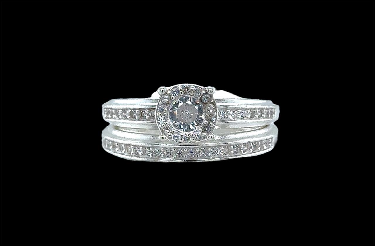 2PC Silver Wedding Ring
