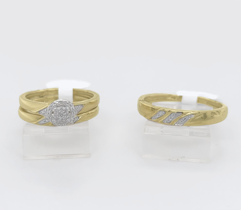 Gold His and Her Wedding Set