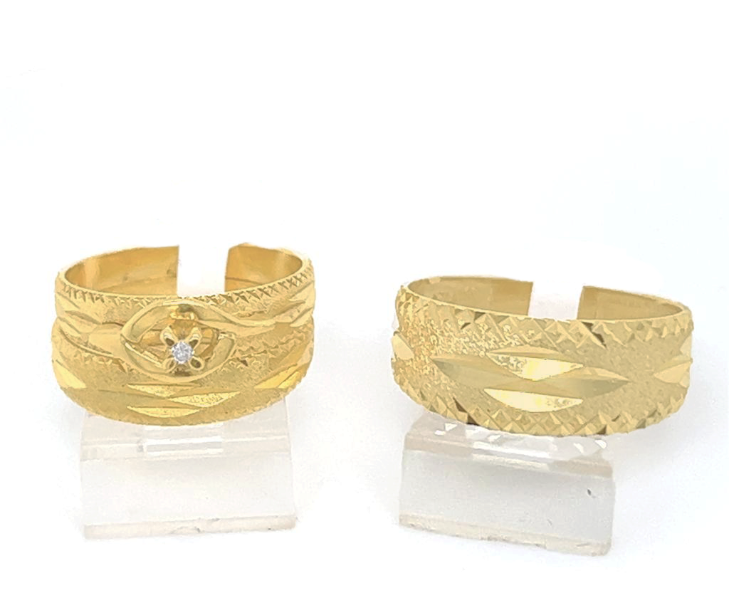 Gold His and Her Wedding Set