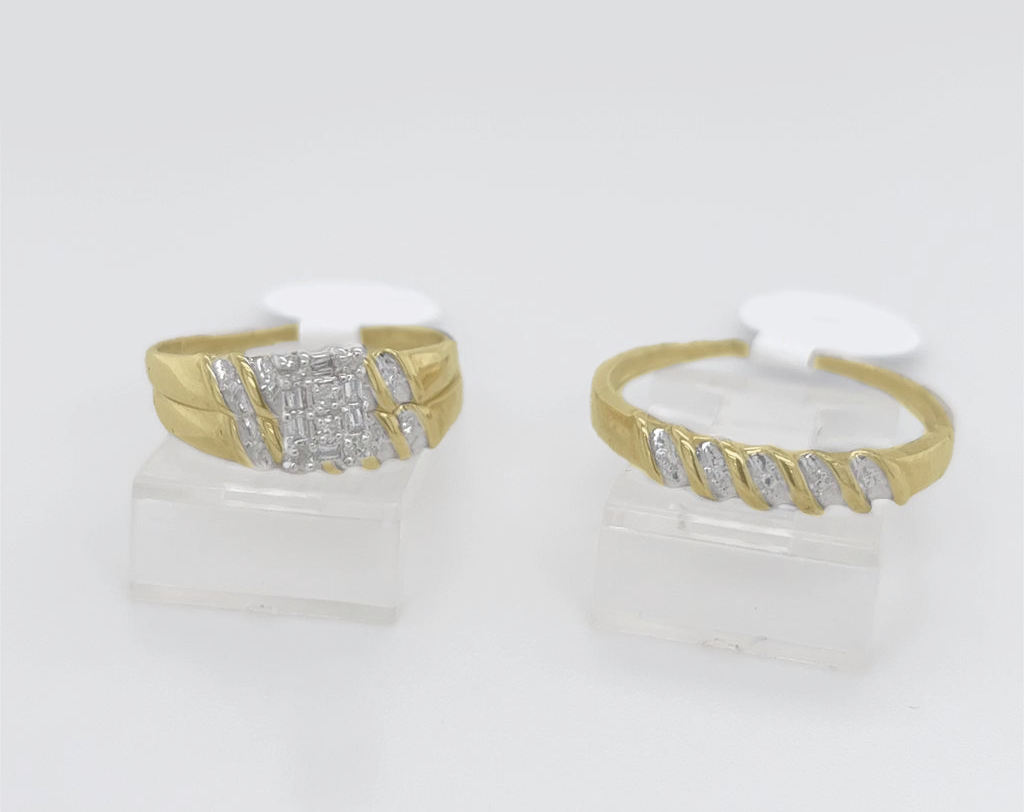 Gold His and Her Wedding Set