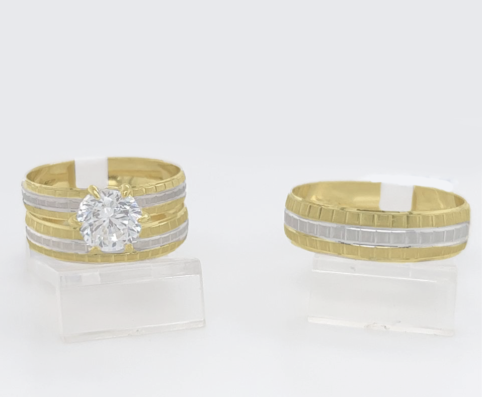 Gold His and Her Wedding Set