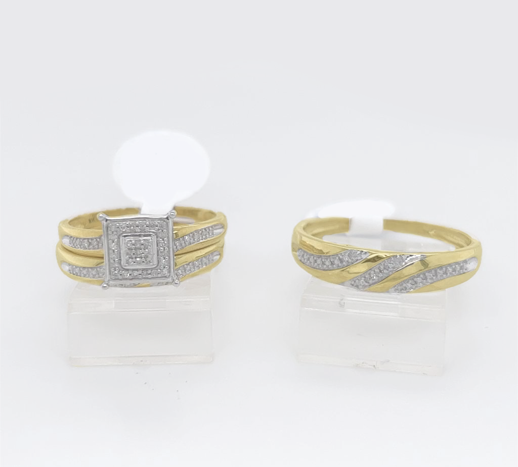 Gold His and Her Wedding Set
