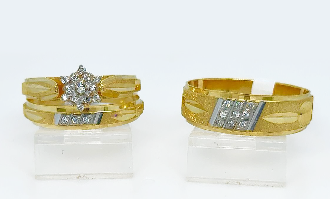 Gold His and Her Wedding Set