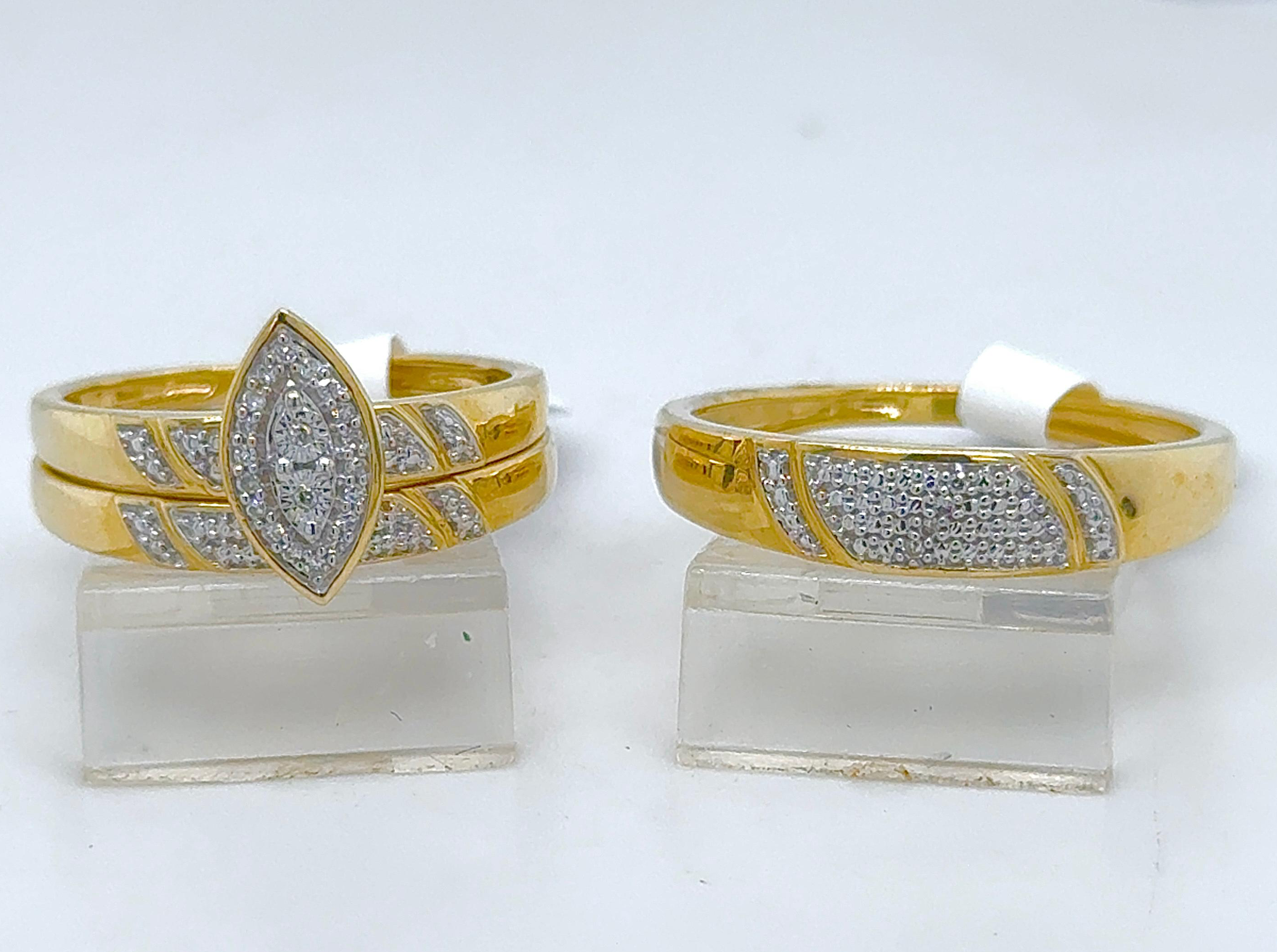 Gold His and Her Wedding Set