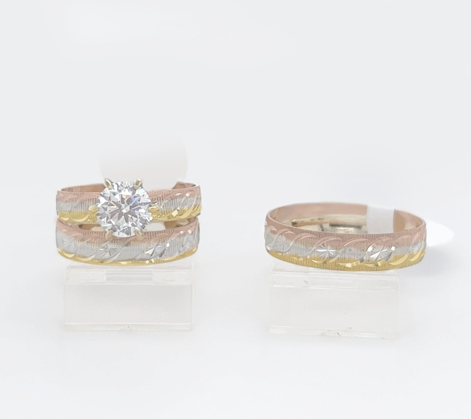 Gold His and Her Wedding Set