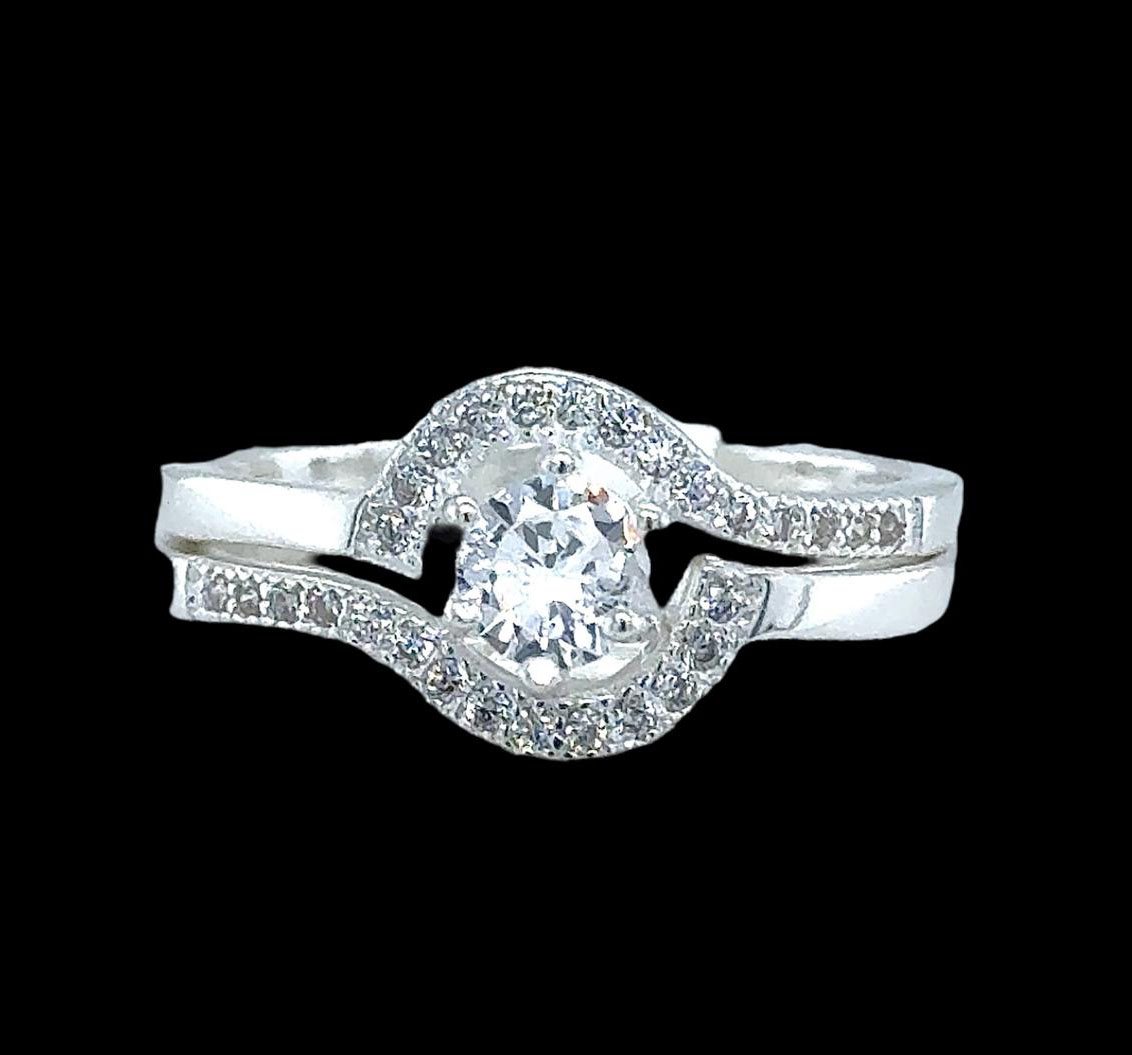 2PC Silver Wedding Ring