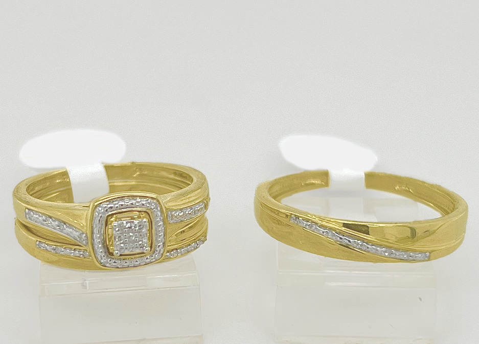 Gold His and Her Wedding Set