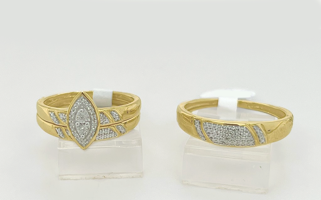 Gold His and Her Wedding Set