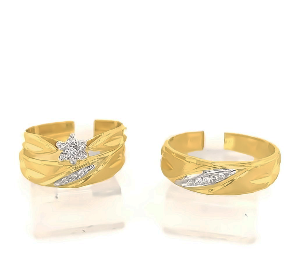 Gold His and Her Wedding Set