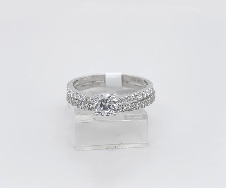 2PC Silver Wedding Ring 
