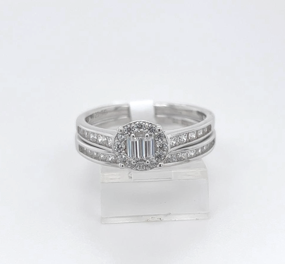 2PC Silver Wedding Ring 