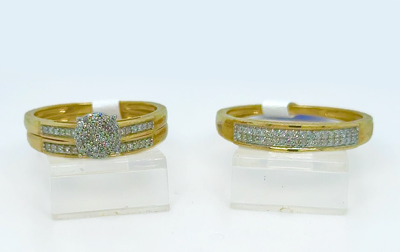 Gold His and Her Wedding Set