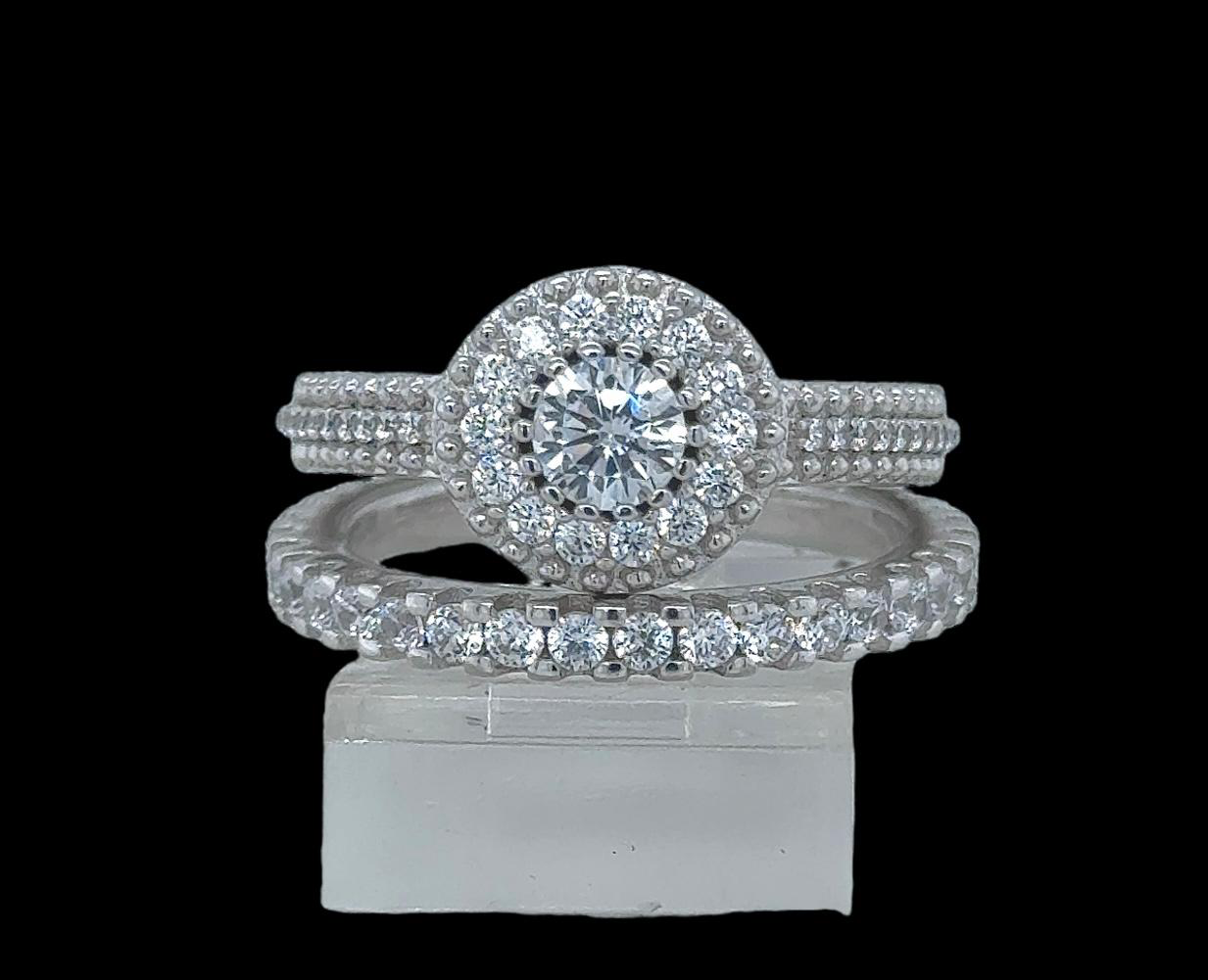 2PC Silver Wedding Ring