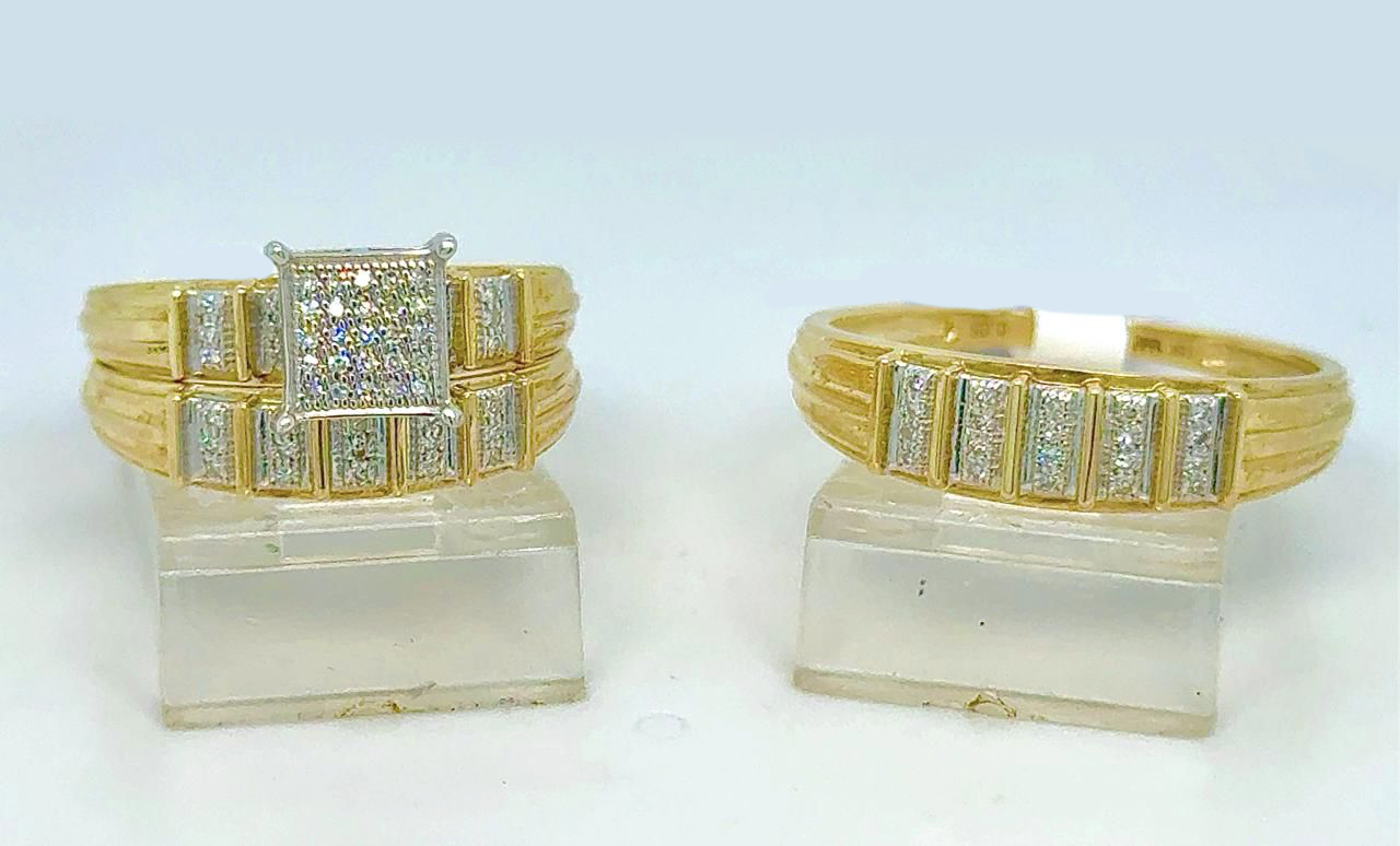 Gold His and Her Wedding Set