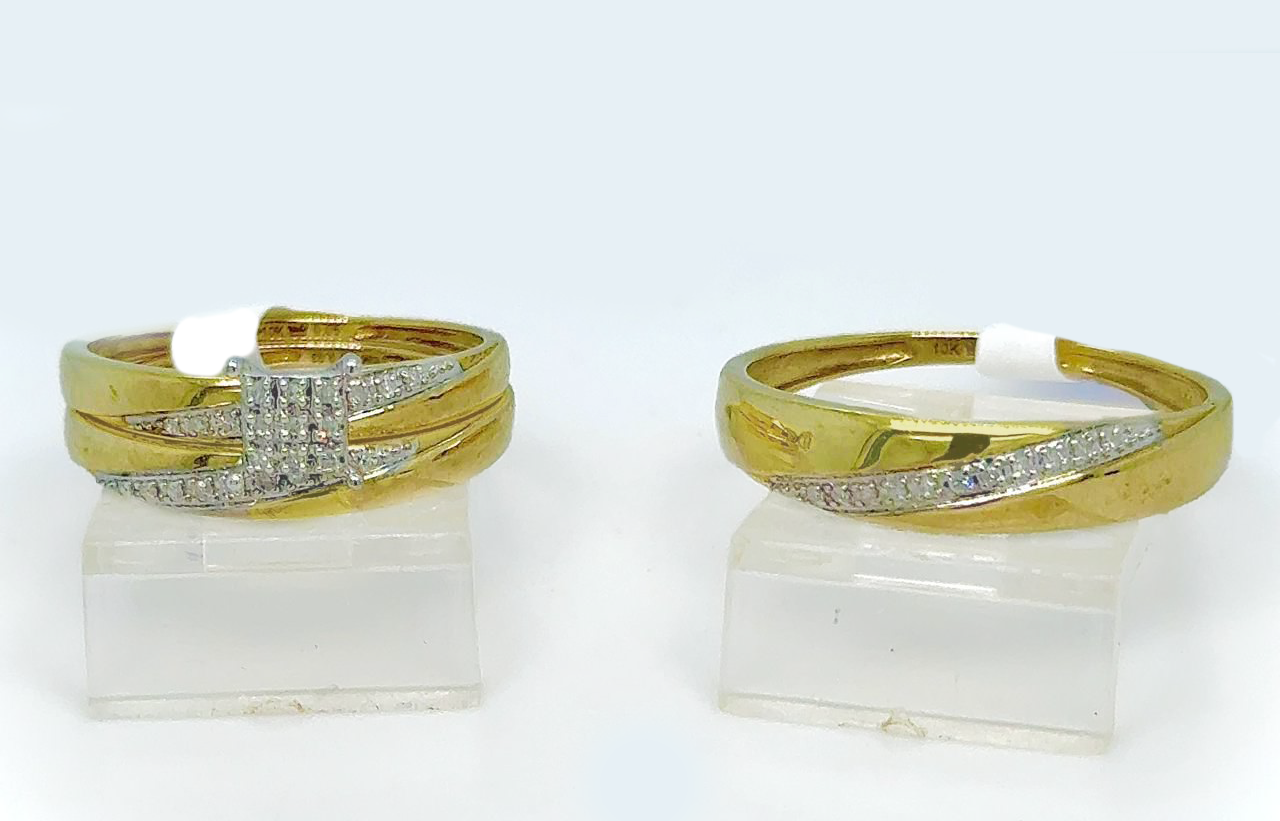 Gold His and Her Wedding Set