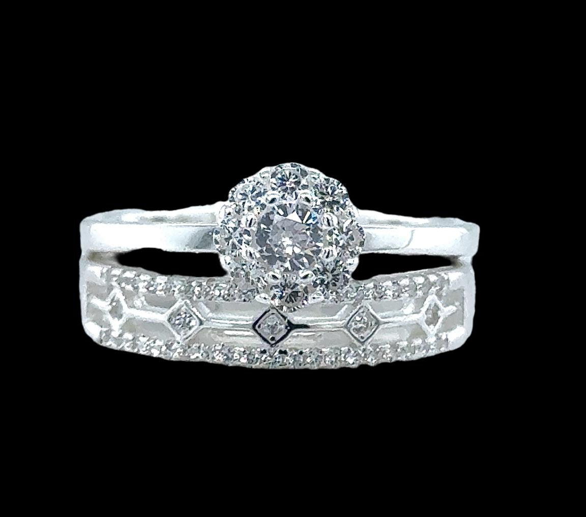 2PC Silver Wedding Ring